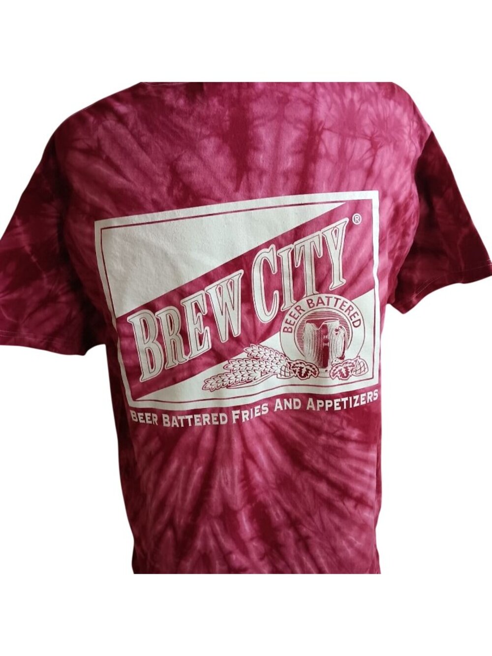Vintage Hanes Heavyweight Brew City Beer Tie-Dye T-Shirt XL Battered 100% Cotton